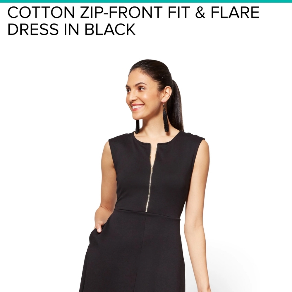 BLUE Zip Front skater/fit & flare With Pockets